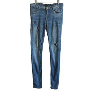Zara Mid Rise Distressed  Skinny Jeans